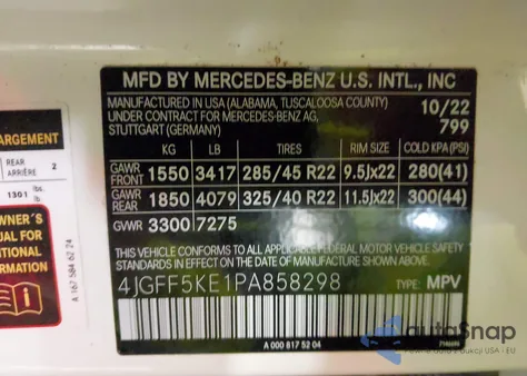 2023 Mercedes-Benz Gls 450 4Matic from USA, damaged, VIN 4JGFF5KE1PA858298